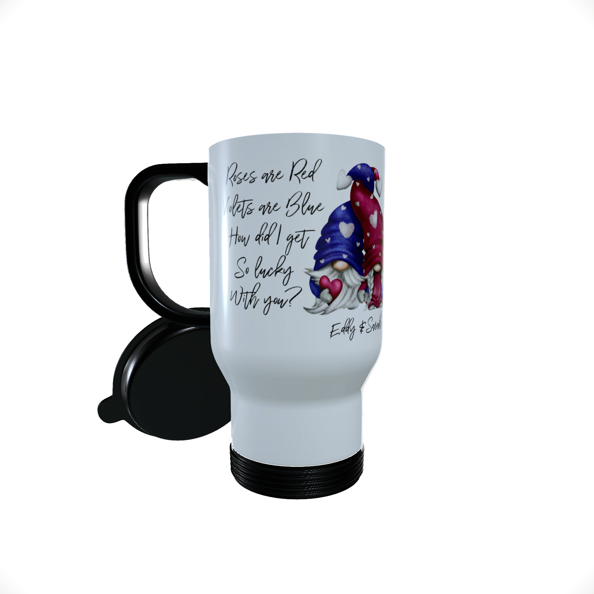 Roses Are Red Gnome Thermal Travel Mug, Coffee Mug, Tea Mug